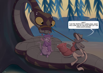 2_penises 4_fingers animal_genitalia animal_penis anthro anthro_on_feral anthro_penetrating anthro_penetrating_feral bdsm bestiality bodily_fluids bondage bound bow_ribbon brown_body brown_scales cloacal cloacal_penetration cloacal_rectum cloacal_rectum_penetration clothing dialogue dominant dominant_anthro dominant_male dripping erection female feral feral_penetrated fingers forced_penetration fur genital_fluids genital_slit genitals group hat headgear headwear heart_symbol hemipenes jacket larger_penetrated larger_sub lasso long_tail lying male male/male multi_genitalia multi_penis on_back open_mouth outside penetration penile penile_penetration penis precum precum_drip restraints ribbons rope rope_bondage scales scared sex size_difference slit_play submissive sweat sweatdrop tail text topwear trio voyeur white_body white_fur yellow_sclera mcfan disney the_rescuers_(disney) the_rescuers_down_under jake_(the_rescuers) miss_bianca_(the_rescuers) dipodomyine heteromyid house_mouse kangaroo_mouse mammal mouse murid murine reptile rodent scalie snake 2026 digital_drawing_(artwork) digital_media_(artwork) english_text hi_res signature