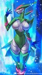 anthro big_breasts breasts featureless_breasts featureless_crotch female green_body looking_at_viewer machine nude smile solo alanscampos nintendo pokemon future_pokemon generation_9_pokemon iron_leaves paradox_pokemon pokemon_(species) robot 2023 hi_res