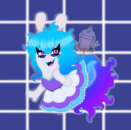 anthro bangs bent_arm blue_background blue_hair clothed clothed_anthro clothed_female clothing dress drinking_straw eyelashes fangs female female_anthro food fur hair legless light logo long_ears mitten_hands multicolored_clothing multicolored_dress multicolored_hair narrowed_eyes noseless open_mouth open_smile outline pattern_background pink_tongue purple_clothing purple_dress purple_eyelids purple_eyes purple_hair simple_background smile solo squint sushi tan_inner_ear teeth tongue translucent translucent_body two_tone_hair wavy_hair white_body white_fur slushysushi mario_plus_rabbids_sparks_of_hope nintendo raving_rabbids rayman_(series) ubisoft midnite_(mario_plus_rabbids) ghost hybrid lagomorph mammal rabbid spirit 2022 artist_logo colored digital_drawing_(artwork) digital_media_(artwork) english_description full-length_portrait hi_res lighting portrait shaded
