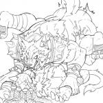 anal anthro armor biceps big_muscles bodily_fluids broad_shoulders butt clenched_teeth cum cum_in_ass cum_inside dreadlocks duo facial_hair genital_fluids male male/male muscular muscular_male nude pecs pinned simple_background sweat teeth thrusting white_background urakata5x league_of_legends riot_games tencent rengar_(lol) warwick_(lol) canid canine canis felid hybrid lion mammal pantherine wolf 1:1 hi_res monochrome