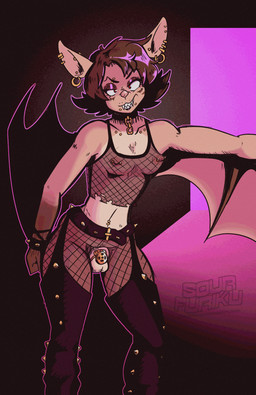alternative_fashion anthro areola balls barbell_piercing belly bracelet breasts brown_hair chaps chastity_cage chastity_device clothing collar collarbone_piercing ear_piercing ear_ring ear_stud eyebrow_piercing eyelashes eyeshadow facial_piercing fishnet_clothing fishnet_leggings fishnet_legwear fishnet_tank_top fishnet_topwear flat_chastity_cage fur genitals glistening_eyelids gold_(metal) gold_chastity_cage gold_chastity_device gold_jewelry goth gynomorph hair humanoid_hands intersex jewelry leather leather_chaps leggings legwear lip_piercing long_eyelashes looking_at_viewer makeup medium_hair metal_chastity_cage navel navel_piercing nipple_piercing nipples piercing ring_piercing sharp_teeth snakebite_piercing solo spiked_bracelet spikes tan_body tan_fur teeth toothy_grin topwear wearing_chastity_cage wearing_chastity_device wearing_collar wings ohlordyit'sjordie midnight_(plaxer357) bat mammal 2025 digital_drawing_(artwork) digital_media_(artwork) english_description trans_(lore) trans_woman_(lore)