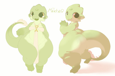3_toes 4_fingers anthro big_butt biped blush breasts butt clothed clothing countershade_torso countershading eyelashes feet female fingers front_view green_body green_tail head_markings huge_hips huge_thighs looking_at_viewer looking_back markings monotone_body non-mammal_breasts open_mouth pear-shaped_figure shadow simple_background small_breasts solo standing symbol tail tail_tuft text thick_thighs three-quarter_view toes tuft white_background wide_hips white_slime_(artist) mocha_(white_slime) kobold scalie 2026 character_name digital_drawing_(artwork) digital_media_(artwork) hi_res