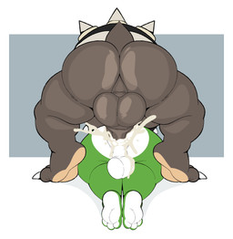 3_toes anal anal_orgasm anal_penetration anthro anthro_on_anthro anthro_penetrated anthro_penetrating anthro_penetrating_anthro anus ball_size_difference balls barefoot big_balls big_butt bodily_fluids butt claws countershade_feet countershading cuffs_(clothing) cum cum_drip cum_in_ass cum_inside cum_splatter doggystyle dominant dominant_male dripping duo ejaculation erection feet from_behind_position genital_fluids genitals green_body hands-free interspecies larger_dom leaking_cum lying male male/male male_penetrated male_penetrating male_penetrating_male mounting on_bottom on_front on_top orgasm penetration penile penile_penetration penis penis_in_ass rear_view sex shell simple_background size_difference spiked_shell spikes spikes_(anatomy) stretched_anus tail thick_thighs toe_claws toes white_balls conditional_dnp erobos mario_bros mythology nintendo koopaling morton_koopa_jr. yoshi_(character) dinosaur dragon dragon_koopa green_yoshi koopa mythological_creature mythological_scalie prehistoric_species reptile scalie turtle yoshi 2026 absurd_res hi_res