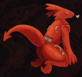 4_fingers 4_toes ambiguous_anthro ambiguous_gender anthro barefoot butt feet fingers inflatable label monotone_body monotone_skin monotone_tail mouth_closed rear_view red_body red_ears red_eyes red_skin red_tail solo spade_tail tail three-quarter_view toes wavy_mouth spinelessfill3t animate_inanimate demon living_inflatable living_pool_toy 2026 digital_drawing_(artwork) digital_media_(artwork) full-length_portrait hi_res model_sheet portrait