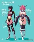 black_clothing black_hair black_thong black_underwear breasts bulge clothed clothing duo female green_background hair male nipples not_furry pink_hair simple_background text thong tight_clothing underwear wings murasaki_nyaa demon demon_humanoid human humanoid mammal winged_humanoid 2019 4:5 japanese_text translation_request