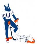 anthro attack ballbusting balls blue_balls bottomless clothed clothing cock_and_ball_torture crotch_attack duo footwear genital_torture genitals male simple_background stomping 9x9 denver_broncos indianapolis_colts nfl blue_(mascot) miles_(mascot) equid equine horse mammal 2017 hi_res