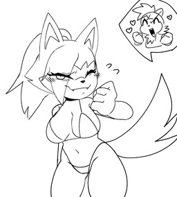 anthro big_breasts bikini blush blush_lines breasts cheering clothing duo fangs female floating_heart heart_symbol shy smile swimwear teeth thick_thighs two-piece_swimsuit wide_hips divadula_k idw_publishing sega sonic_the_hedgehog_(comics) sonic_the_hedgehog_(idw) sonic_the_hedgehog_(series) tangle_the_lemur whisper_the_wolf canid canine canis lemur mammal primate ring-tailed_lemur strepsirrhine wolf hi_res line_art monochrome