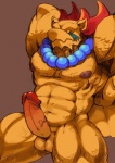 abs balls biceps big_muscles erection genitals horn humanoid_genitalia humanoid_penis male muscular muscular_male nipples non-mammal_balls non-mammal_nipples nude pecs penis simple_background solo wings unknown_artist breath_of_fire capcom mythology garr_(breath_of_fire) dragon mythological_creature mythological_scalie scalie