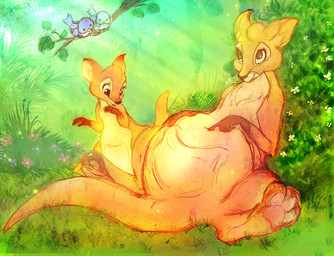 3_toes 5_fingers age_difference ambiguous_feral ambiguous_gender anthro arms_bent beak belly bent_arm big_belly black_eyes black_nose blue_tail blue_wings branch brown_hands closed_smile day dot_eyes eyelashes feathered_wings feathers featureless_crotch feet female feral fern fingers flower folded_wings forest fur gesture grass grey_eyes grey_nose group hair hand_gesture heart_symbol larger_anthro larger_female light long_tail looking_at_belly male mouth_closed multicolored_body multicolored_fur no_pupils nude nude_ambiguous nude_anthro nude_female older_anthro older_female on_branch open_mouth open_smile pawpads perching pink_flower pink_pawpads plant pointing pointing_at_self pouch_(anatomy) pregnant pregnant_anthro pregnant_female semi-anthro short_hair shrub simple_eyes size_difference smaller_ambiguous smaller_anthro smaller_feral smaller_male smile spread_legs spreading sunlight tail tan_body tan_fur tan_hair toes tree white_flower wings yellow_beak young young_anthro young_male younger_anthro younger_male black_kitty little_joey mama_roo avian bird kangaroo macropod mammal marsupial 2011 colored dated digital_drawing_(artwork) digital_media_(artwork) english_description lighting shaded signature mother_(lore) mother_and_child_(lore) mother_and_son_(lore) parent_(lore) parent_and_child_(lore) parent_and_son_(lore) son_(lore)