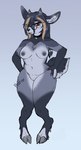 anthro areola belly biped black_choker black_jewelry black_necklace blonde_highlights blue_background breasts choker cloven_hooves countershade_face countershade_fur countershade_torso countershading eyewear female fur glasses grey_areola grey_body grey_fur grey_hair grey_nipples hair hand_on_hip hand_on_own_hip highlights_(coloring) hooves horn jewelry long_hair navel necklace nipples nude pigeon_toed round_glasses simple_background slightly_chubby slightly_chubby_female solo standing thick_thighs wide_hips conditional_dnp puddingpaw bighorn_sheep bovid caprine mammal sheep 2024 digital_media_(artwork) full-length_portrait hi_res portrait signature