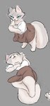 anthro bottomwear clothing female simple_background skirt solo tail white_body srjakbee solo_farming_in_the_tower maril domestic_cat felid feline felis mammal absurd_res hi_res