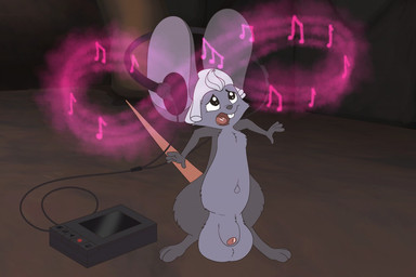 anthro balls big_balls big_ears corruption fluffy gender_transformation genitals growth male mtg_transformation mti_transformation music solo transformation aural_corruption mammal mouse murid murine rodent