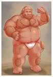 anthro belly clothing humanoid_hands jockstrap male moobs nipples overweight overweight_anthro overweight_male simple_background solo underwear aotoaka mammal suid suine sus_(pig) wild_boar 2021 absurd_res hi_res