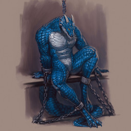 3_toes animal_genitalia anthro barefoot blue_body blue_scales bound chain chained collar cuff_(restraint) digitigrade dungeon fantasy feet genital_slit genitals male nude prisoner restrained restraints scales shackles sitting solo submissive submissive_male tail toes hornytoadking mythology valorean_(krankheit-lan) dragon mythological_creature mythological_scalie reptile scalie 1:1 hi_res