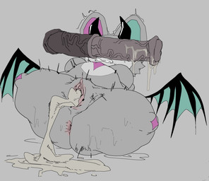 after_sex amputee animal_genitalia animal_penis anthro anus big_penis biped bodily_fluids clenched_teeth cum cum_expulsion disability duo equine_genitalia equine_penis erection female flared_penis genital_fluids genitals green_body grey_body horn huge_penis huge_thighs lying male male/female medial_ring missing_all_legs missing_leg missing_limb offscreen_male on_back penis pink_body quadruple_amputee teeth thick_thighs vulva meckmeck00124 devil_connection makemon mythology devilun_(makemon) bat demon mammal