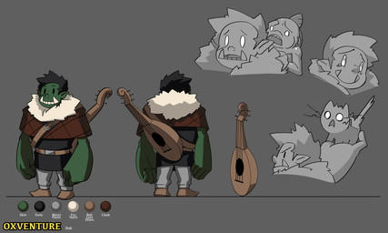 5_fingers after_transformation ambiguous_feral ambiguous_gender anthro bard belt belt_buckle big_hands black_clothing black_eyes black_shirt black_topwear black_tunic bottomwear brown_belt brown_clothing brown_footwear brown_shirt brown_shoes brown_topwear brown_tunic buckle closed_frown closed_smile clothed clothed_humanoid clothed_male clothing color_swatch dot_eyes feral fin fingers fist footwear frown fully_clothed fully_clothed_humanoid fully_clothed_male fur fur_trim_(clothing) fur_trim_shawl furrowed_eyebrows green_body green_skin grey_background grey_body grey_bottomwear grey_clothing grey_fin grey_fur grey_hair grey_pants grey_skin grey_tail grey_teeth group hair head_fin humanoid_pointy_ears larger_humanoid larger_male lifting_another light lute male male_anthro male_humanoid membrane_(anatomy) mouth_closed musical_instrument noseless not_furry_focus open_frown open_mouth pants plucked_string_instrument pointy_ears shirt shoes short_hair simple_background simple_eyes size_difference smaller_ambiguous smaller_anthro smaller_feral smaller_male smile sparkles sparkling_eyes sphere spiky_hair standing string_instrument tail teeth text thin_eyebrows three-quarter_view toothy_smile topwear trio tunic tusks webbed_hands whiskers white_eyes worried_look inkarat_mittongtare dungeons_and_dragons hasbro oxventure wizards_of_the_coast dob_(oxventure) iron_(oxventure) merilwen amphibian domestic_cat felid feline felis half-orc humanoid kuo-toa mammal orc 2019 5:3 absurd_res adobe_photoshop_(artwork) cel_shading character_name colored digital_drawing_(artwork) digital_media_(artwork) english_description english_text hi_res lighting model_sheet shaded female_(lore)