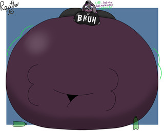 alternative_fashion anthro belly belly_expansion beverage_bottle big_belly big_breasts big_butt black_bottomwear black_clothing black_highlights black_jeans black_pants black_shirt black_topwear bloated blue_border blue_eyes border bottle bottomwear breasts butt clothing container deep_navel denim denim_bottomwear denim_clothing ear_piercing expansion eyeshadow female goth grey_body grey_ears grey_hair hair hand_on_belly hand_on_own_belly highlights_(coloring) huge_belly huge_breasts huge_butt hyper hyper_belly hyper_breasts hyper_butt hyper_inflation inflation jeans jewelry liquid_inflation looking_at_belly looking_at_own_belly looking_down looking_down_at_self makeup motion_lines multicolored_body navel necklace pants piercing purple_body purple_eyeshadow purple_inner_ear purple_nose shirt skull_accessory skull_necklace soda_bottle soda_inflation solo swelling text text_on_clothing text_on_shirt text_on_topwear three-quarter_view tight_clothing topwear two_tone_body white_border reathe nintendo pokemon rochelle_(reathe) generation_8_pokemon lagomorph leporid mammal pokemon_(species) rabbit raboot 2026 5:4 colored digital_media_(artwork) hi_res shaded signature