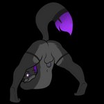 anthro ass_up backsack balls blep butt fur_dye genitals glowing glowing_eyes glowing_genitalia glowing_tail jack-o'_pose male pose solo tail tongue tongue_out psychoyamada slinx_(character) canid canine fox mammal 1:1 alpha_channel hi_res meme