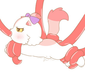 abdominal_bulge ambiguous_penetration blush bow_ribbon female feral fur oral oral_penetration penetration restrained restrained_by_tentacles sex solo tentacle_in_mouth tentacle_penetration tentacle_sex tentacles white_body white_fur anc love_for_my_cutie berry_(love_for_my_cutie) domestic_cat felid feline felis mammal