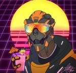 1980s_theme armor beverage bodypaint eyewear face_paint facial_scar male open_mouth scar solo sunglasses synthwave teeth tongue umbrella_drink keroa bioware electronic_arts mass_effect fabius_selacius alien turian hi_res