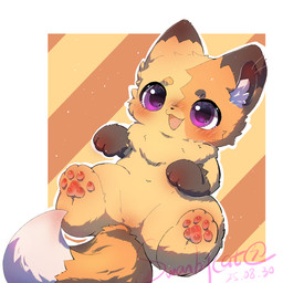 chibi feral fur lying pawpads simple_background solo young swankycat fabulous_beasts murong_xuequan_(meimei) canid canine canis fox mammal 1:1 2025 hi_res