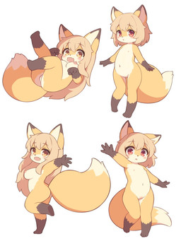 anthro black_body black_fur blush breasts casual_nudity duo eyebrow_through_hair eyebrows female flat_chested fluffy fluffy_tail fur genitals gloves_(marking) hair happy leg_markings loli looking_at_viewer lying markings navel nipples nude on_back orange_body orange_fur peach_eyes pose shortstack shortstack_female simple_background socks_(marking) standing tail translucent translucent_hair vulva white_background white_hair yellow_eyes young young_anthro young_female matsuura canid canine fox mammal red_fox true_fox 2026 3:4 colored digital_drawing_(artwork) digital_media_(artwork) hi_res shaded