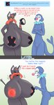 2016 anthro anthrofied big_breasts bodily_fluids breast_size_difference breast_torture breasts comic comic_sans crying dialogue duo english_text eyes_closed fan_character felid female fur generation_7_pokemon genitals hi_res huge_breasts hyper hyper_breasts litten lysergide mammal nintendo nipple_dip nipple_tape nipples nude open_mouth pasties pokemon pokemon_(species) pokemorph popplio prilly_(lysergide) pussy simple_background small_breasts smile tape tears text tits_(lysergide)