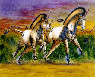 ambiguous_gender blue_eyes cloud duo feral hooves horn mountain outside running sky sunset melissa-a-benson mythology equid equine mammal monster mythological_creature mythological_equine unicorn 2007 graphite_(artwork) mixed_media painting_(artwork) traditional_media_(artwork) traditional_painting_(artwork) traditional_watercolor_(artwork) watercolor_(artwork)