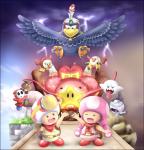 beak feral group open_mouth open_smile smile thunder alcyone captain_toad_treasure_tracker mario_bros nintendo captain_toad draggadon toadette wingo avian bird boo_(mario) goomba mummy scalie shyguy toad_(mario) undead 2017