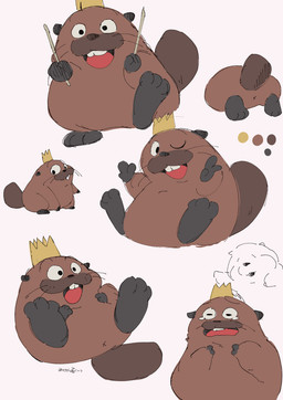 3_toes anthro anus biped bodily_fluids brown_body feet king one_eye_closed open_mouth royalty sad sitting slightly_chubby tears toes wink x_anus negigi disney hoppers_(disney) pixar king_george_(hoppers) loaf_(hoppers) beaver mammal rodent 2026 hi_res