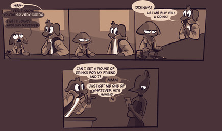 annoyed anthro bar bored cellphone dialogue electronics female finger_gun gesture hand_gesture male phone smartphone speech_bubble spilled_drink text vanilla_candy amelia_is_calling avian bird canid canine canis domestic_cat domestic_dog felid feline felis mammal comic english_text hi_res restricted_palette