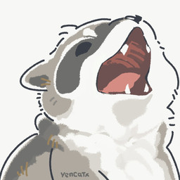 black_eyes black_nose chibi dot_eyes feral grey_body open_mouth simple_background simple_eyes solo white_body yencatx mammal procyonid raccoon 1:1 2022