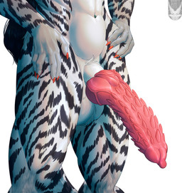 animal_genitalia animal_penis anthro balls black_hair colored_nails erection feline_genitalia feline_penis fur genitals hair knot knotted_penis long_hair male markings muscular muscular_anthro nails navel navel_piercing nude penile_spines penis piercing red_nail_polish red_nails striped_body striped_fur striped_markings stripes thick_thighs vein veiny_penis white_body white_fur ferrn nicole_(nekoos) felid feline mammal pantherine tiger absurd_res hi_res portrait