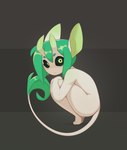 barefoot black_sclera butt crouching feet female green_eyes green_hair hair horn looking_at_viewer nude short_stack simple_background solo tail white_body huffslove lupa_(huffslove) horned_humanoid humanoid imp rain_imp 2023 hi_res