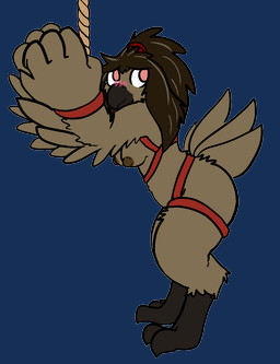 anthro areola bdsm beak bound breasts brown_body brown_feathers brown_hair digitigrade embarrassed feathers feet female hair long_hair nipples non-mammal_breasts nude pink_eyes rope simple_background solo talons thick_thighs toes transparent_background trout_(artist) the_intern_(trout) avian bird galliform phasianid turkey aliasing alpha_channel digital_media_(artwork) hi_res