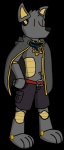 anthro belt bottomwear cape cloak clockwork clothed clothing cog exposed_endoskeleton fur gear grey_body grey_fur machine male shorts solo text topless vertical_bar_eyes wire conditional_dnp notkastar clockwork_jackal animatronic canid canine canis jackal mammal robot 2017 alpha_channel digital_media_(artwork) english_text sketch