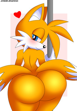 2_tails anthro big_butt biped blue_eyes butt fur hair heart_symbol looking_at_viewer looking_back looking_back_at_viewer male multi_tail nude orange_body orange_fur pole side_view solo stripper_pole tail thick_thighs wide_hipped_male wide_hips jasienorko sega sonic_the_hedgehog_(series) miles_prower canid canine fox mammal red_fox true_fox 2022 absurd_res digital_drawing_(artwork) digital_media_(artwork) hi_res portrait three-quarter_portrait