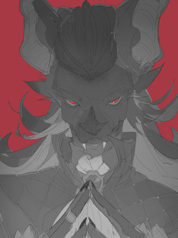 ambiguous_gender anthro claws clothed clothed_anthro clothing dark_body dark_fur dark_hair digit_ring finger_claws finger_ring fur gesture hair hand_gesture jewelry looking_at_viewer overbite pupils red_background red_eyes simple_background slit_pupils solo topwear chiayeeee bat mammal 2023 absurd_res bust_portrait digital_drawing_(artwork) digital_media_(artwork) hi_res portrait