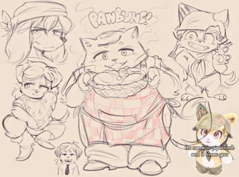 anthro apron armor baking basket bread clothing container cooking food group headgear helmet kerchief male overweight smile text young salamikii cyberconnect2 fuga:_melodies_of_steel little_tail_bronx boron_brioche britz_strudel hack_montblanc jin_macchiato canid canine caninu canis domestic_cat domestic_dog felid feline felineko felis mammal english_text