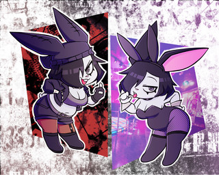anthro belt black_hair bottomwear breasts bunny_costume chibi clothing costume fake_ears fake_rabbit_ears fellatio_gesture female fingerless_gloves gesture gloves hair hand_gesture handwear jacket legwear leotard middle_finger navel shorts simple_background solo stockings suggestive suggestive_gesture tongue tongue_out topwear kunesco rain_(kunesco) lagomorph leporid mammal rabbit 2025 5:4 digital_media_(artwork)