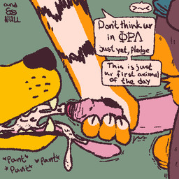 ambiguous_gender anthro anthro_on_feral ball_lift balls bestiality bodily_fluids clothed clothing cum cum_in_mouth cum_inside dialogue ejaculation erection fellatio feral forced forced_bestiality foreskin fraternity genital_fluids genitals group group_sex handjob hazing humanoid_genitalia humanoid_penis interspecies male male/ambiguous male/male open_mouth oral penile penis sex shaking text trembling trio qwaxi~lixard bear canid canine canis domestic_dog felid mammal pantherine tiger 1:1 english_text