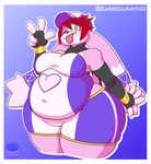 anthro belly bottomwear clothing female fur huge_hips huge_thighs long_ears overweight overweight_anthro overweight_female pink_body pink_fur shorts solo thick_thighs wide_hips cabezilla bandai_namco klonoa_(series) haniu_blenzek lagomorph mammal absurd_res hi_res