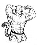 abs anthro biceps big_muscles biped bulge clothed clothing flexing flower male muscular muscular_anthro muscular_male nipples pecs plant smile solo underwear underwear_only angelofalls conditional_dnp ja'aran_(sona) felid mammal pantherine snow_leopard absurd_res hi_res monochrome sketch