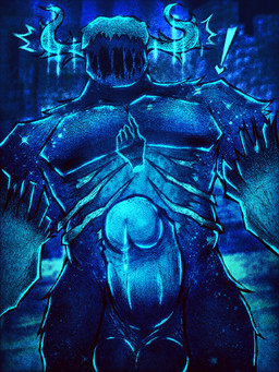 anthro balls barazoku big_balls big_penis blue_body blue_penis bodily_fluids disembodied_hand duo erection exclamation_point eyeless genital_fluids genitals gesture ghost_hand glans humanoid_genitalia humanoid_penis leaking_precum male male_anthro muscular muscular_anthro muscular_male pecs penis precum solo_focus theanzelart microsoft minecraft mojang xbox_game_studios humanoid monster warden_(minecraft) 3:4 hi_res