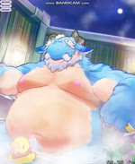 2d_animation 3rd_party_watermark animated anthro bathing beard belly biceps big_belly blue_body blue_fur blush bouncing_belly claws dragon facial_hair full_moon fur furred_dragon horn hot_spring jiggling kemono lates live2d long_playtime male maninoki mature_anthro mature_male moobs moon motion_tweening muscular muscular_anthro muscular_male mustache mythological_creature mythological_scalie mythology navel nipple_fetish nipple_play nipples no_sound overweight overweight_anthro overweight_male ring rubber_duck scalie scar solo text water watermark webm