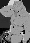 anthro armpit_hair balls bathing big_balls big_penis body_hair chest_tuft facial_scar facial_tuft fangs flaccid fur genitals grey_body hair hand_in_hair hand_on_head humanoid_genitalia humanoid_penis light looking_at_viewer male moon moonlight muscular muscular_anthro muscular_male neck_tuft night nipples nude open_mouth partially_submerged pecs penile penis pubes scar scars_all_over simple_background solo standing_in_water tail teeth touching_hair tuft water wet wet_body lewalrus elden_ring fromsoftware blaidd_(elden_ring) canid canine canis mammal wolf 2025 black_and_white digital_drawing_(artwork) digital_media_(artwork) hi_res monochrome portrait shaded sketch three-quarter_portrait