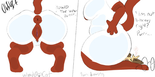 anthro anus big_butt butt crouching dialogue duo facesitting female fur genitals male male/female nude puffy_anus red_body red_fur sitting sitting_on_another text vulva wisdomcat animal_crossing nintendo olivia_(animal_crossing) wisdom_(wisdomcat) domestic_cat felid feline felis mammal siamese_cat 2:1 comic english_text hi_res