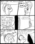 2012 angry black_and_white clothed clothing comic dialogue digital_media_(artwork) english_text equid equine feral friendship_is_magic group hasbro horse male mammal metal_(artist) monochrome my_little_pony outside pony royal_guard_(mlp) simple_background text