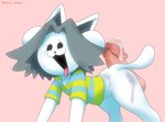 ambiguous_gender bodily_fluids clothed clothing cum cum_on_back disembodied_penis duo erection feral genital_fluids genitals hair hot_dogging humanoid_genitalia humanoid_penis male male/ambiguous penis sex solo_focus tongue tongue_out white_body bunny_nebula undertale undertale_(series) temmie_(undertale) mammal tem