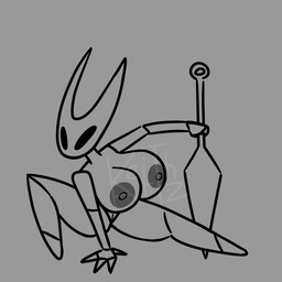 anthro areola big_areola big_breasts big_nipples biped breasts featureless_feet feet female fighting_pose genitals holding_object holding_weapon hornet's_needle huge_breasts hyper hyper_breasts nipples non-mammal_breasts non-mammal_vulva pose segmented_body solo thick_thighs toony vulva weapon artzkeith hollow_knight_(franchise) team_cherry hornet_(hollow_knight) arthropod 1:1 2025 hi_res monochrome watermark